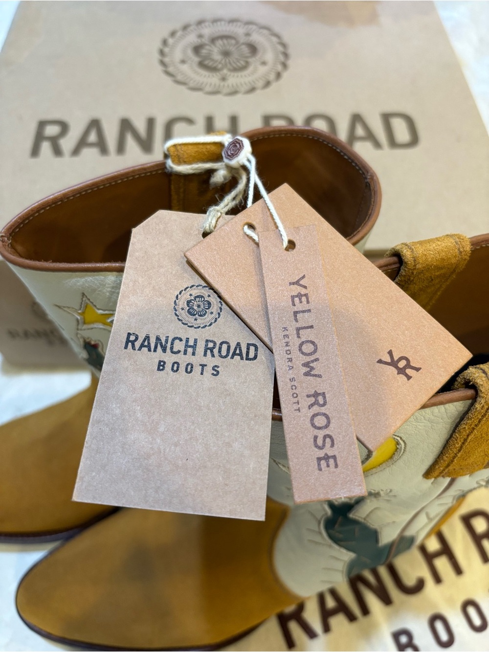 Ranch Road Archer Cactus White Tan Suede Western Cowgirl Cowboy Ankle Boots - Picture 12 of 16